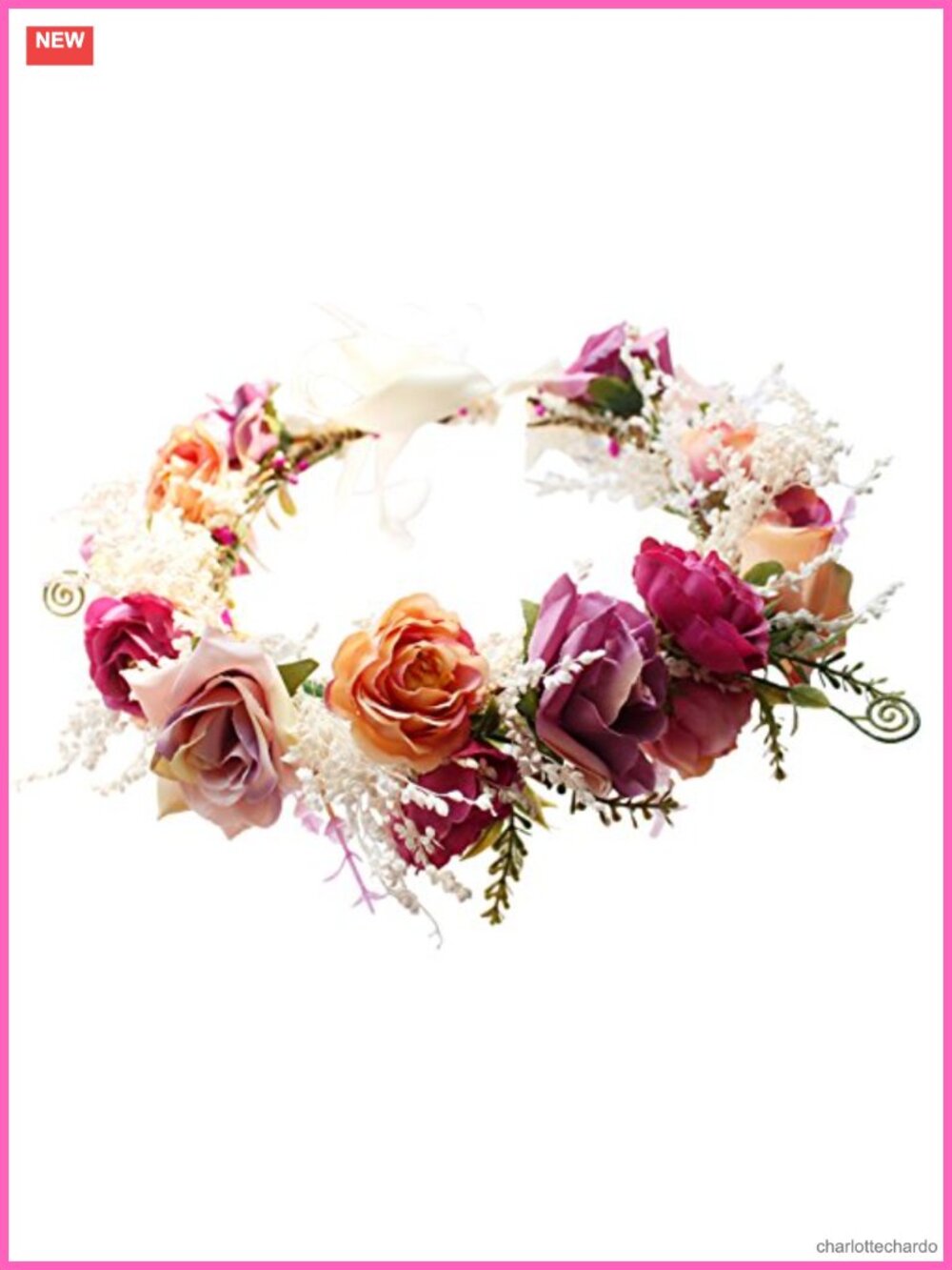Bohemian Flower Crown Headband Fabric Floral Halo for Festival Wedding Party